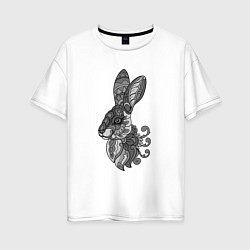 Женская футболка оверсайз Русский серый кролик