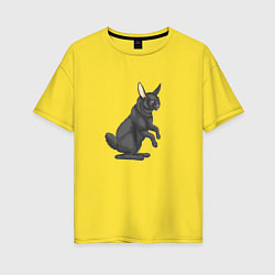Женская футболка оверсайз Чёрный водяной кролик, символ 2023