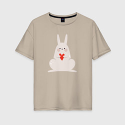 Женская футболка оверсайз Кролик с сердечком