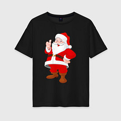 Женская футболка оверсайз Радостный Санта Клаус