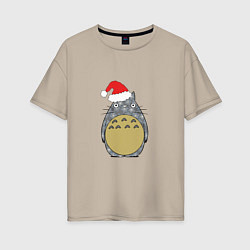 Женская футболка оверсайз Totoro Santa