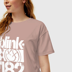 Футболка оверсайз женская Stencil white logo, цвет: пыльно-розовый — фото 2