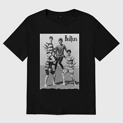 Футболка оверсайз женская Молодые музыканты на пляже, цвет: черный