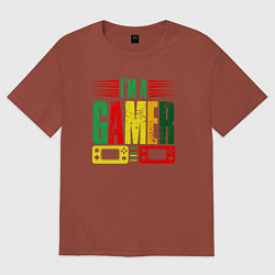 Футболка оверсайз женская Я геймер, цвет: кирпичный