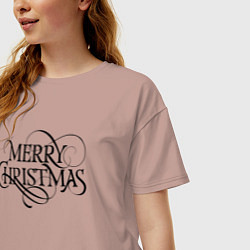 Футболка оверсайз женская Merry Christmas happy, цвет: пыльно-розовый — фото 2