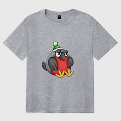 Женская футболка оверсайз Толстый снегирь