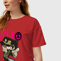 Футболка оверсайз женская Дзётаро Кудзё - character - stylization, цвет: красный — фото 2