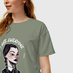 Футболка оверсайз женская Wednesday: I hate everyone, цвет: авокадо — фото 2