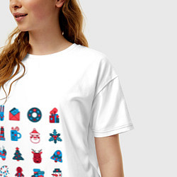 Футболка оверсайз женская Новогодние символы минимализм, цвет: белый — фото 2