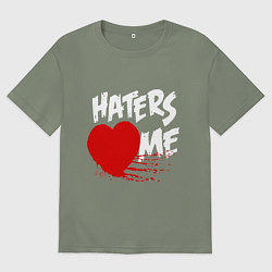 Футболка оверсайз женская Haters love me, цвет: авокадо