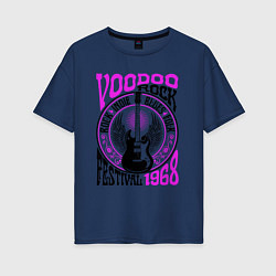 Футболка оверсайз женская Гитара с крыльями voodoo rock, цвет: тёмно-синий