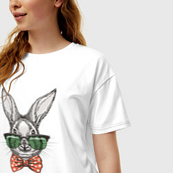 Футболка оверсайз женская Кролик в очках, цвет: белый — фото 2