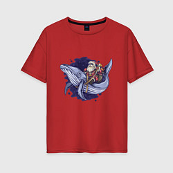 Женская футболка оверсайз Санта и кит