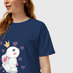 Футболка оверсайз женская Зайчик в короне, цвет: тёмно-синий — фото 2