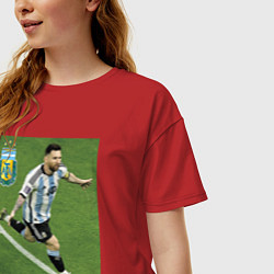 Футболка оверсайз женская Argentina - Lionel Messi - world champion, цвет: красный — фото 2