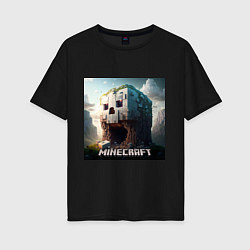 Женская футболка оверсайз Жуткая пещера Minecraft