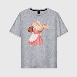 Женская футболка оверсайз Зайка с зайчонком