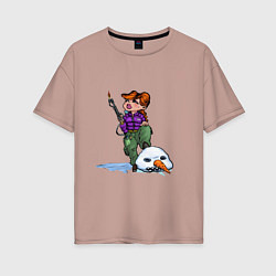 Женская футболка оверсайз Убийца Снеговиков - девушка с огнемётом