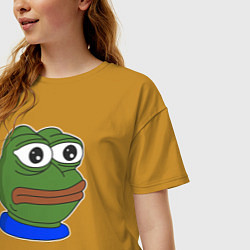 Футболка оверсайз женская Лягушонок Пепе такого ещё не видел, цвет: горчичный — фото 2