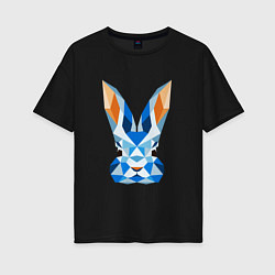 Женская футболка оверсайз Абстрактный синий кролик