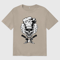 Футболка оверсайз женская The cooks skull, цвет: миндальный