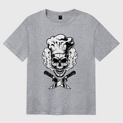 Футболка оверсайз женская The cooks skull, цвет: меланж