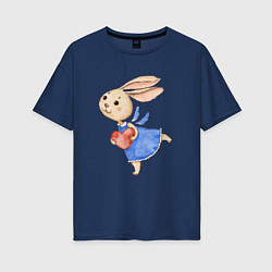 Женская футболка оверсайз Зайка в полете с сердечком