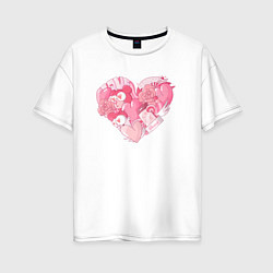Женская футболка оверсайз Влюблённое розовое сердце