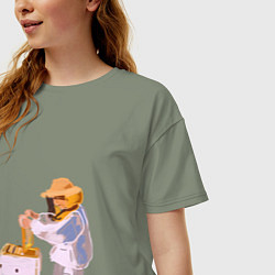 Футболка оверсайз женская Пчеловод и его пасека, цвет: авокадо — фото 2