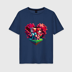 Женская футболка оверсайз Влюбленные в Minecraft