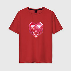 Женская футболка оверсайз Рубиновое сердце