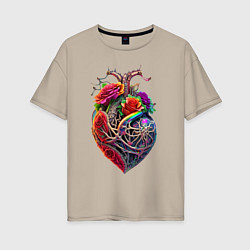 Женская футболка оверсайз Сердце из кости