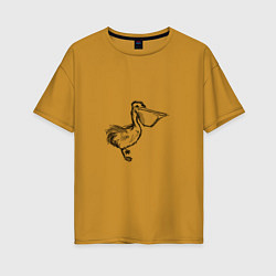 Женская футболка оверсайз Важный пеликан