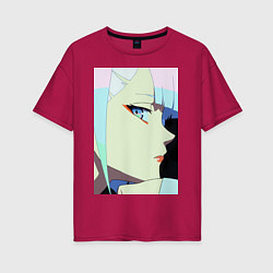 Женская футболка оверсайз Люси со скучающим взглядом - аниме Киберпанк Бегущ