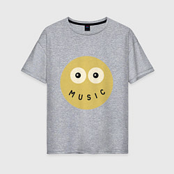 Женская футболка оверсайз Music smile