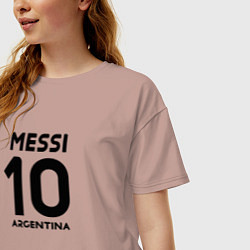 Футболка оверсайз женская Месси Аргентина автограф, цвет: пыльно-розовый — фото 2