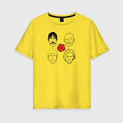 Футболка оверсайз женская Red Hot Chili Peppers фан-арт, цвет: желтый