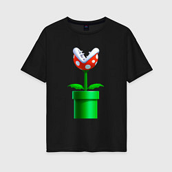 Женская футболка оверсайз Марио Растение Пиранья