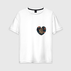 Женская футболка оверсайз Сердце самуая