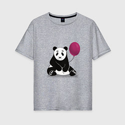Женская футболка оверсайз Панда с шариком