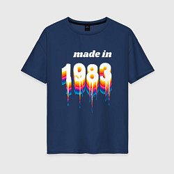 Футболка оверсайз женская Made in 1983 liquid art, цвет: тёмно-синий