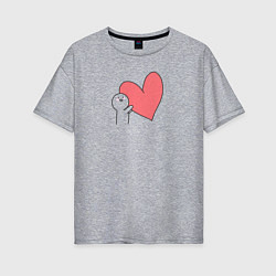 Женская футболка оверсайз Сердце - мем