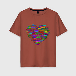 Женская футболка оверсайз Валентинка - сердце: любовь на разных языках