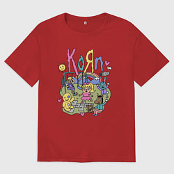 Футболка оверсайз женская Мультяшный Корн, цвет: красный