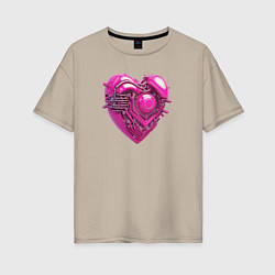 Женская футболка оверсайз Механическое розовое сердце