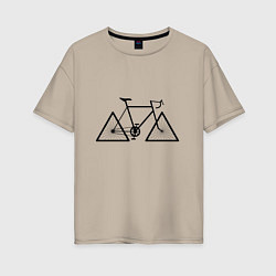 Женская футболка оверсайз Велосипед с треугольными колесами