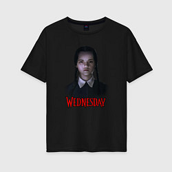 Женская футболка оверсайз Wednesday horror