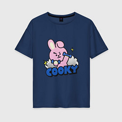 Футболка оверсайз женская Cooky BT21 Jungkook, цвет: тёмно-синий