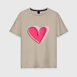 Женская футболка оверсайз Большое бьющееся сердце