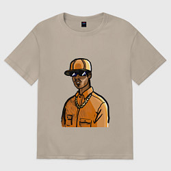 Футболка оверсайз женская ГТА Сиджей арт, цвет: миндальный